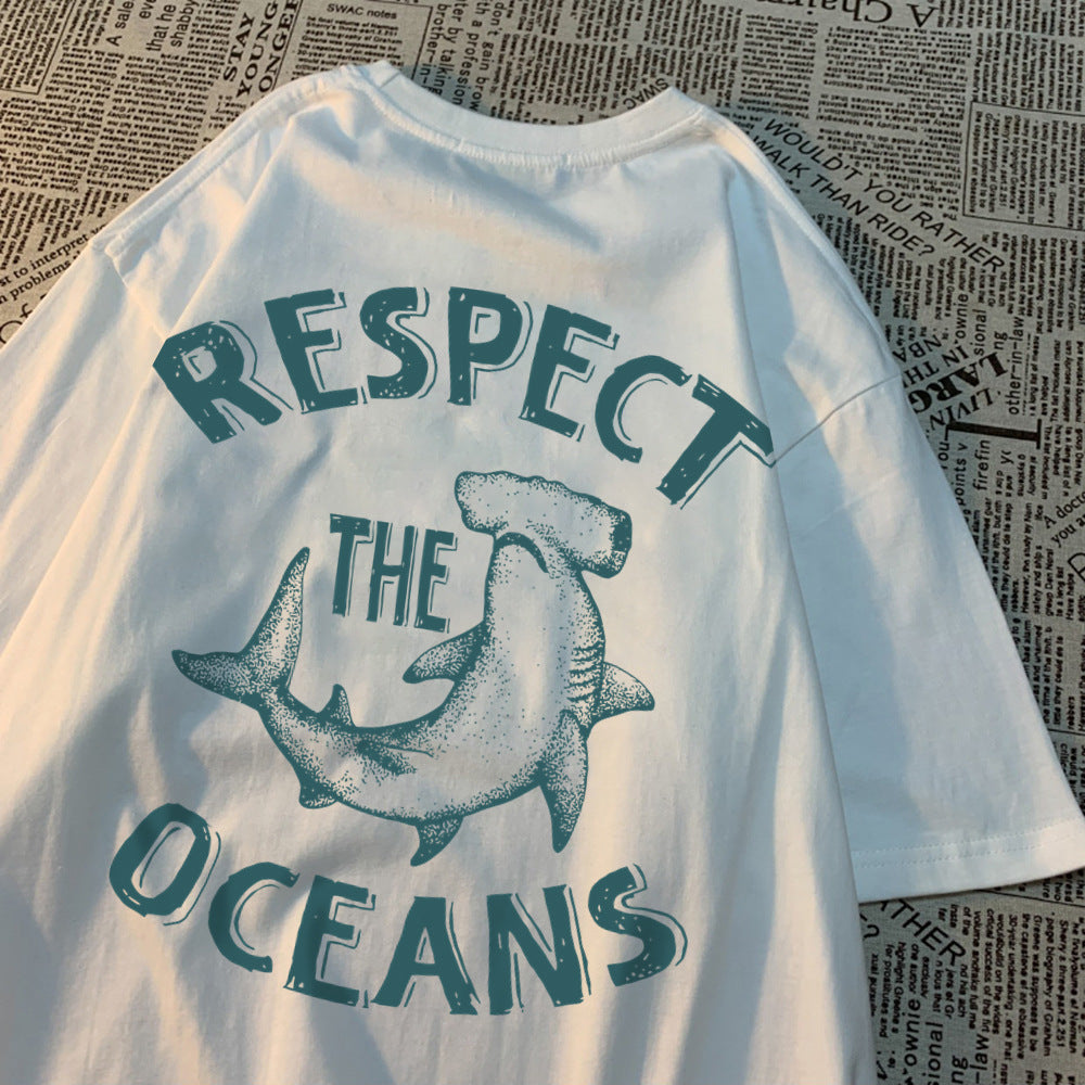 Respect The Oceans Print Men T Shirts