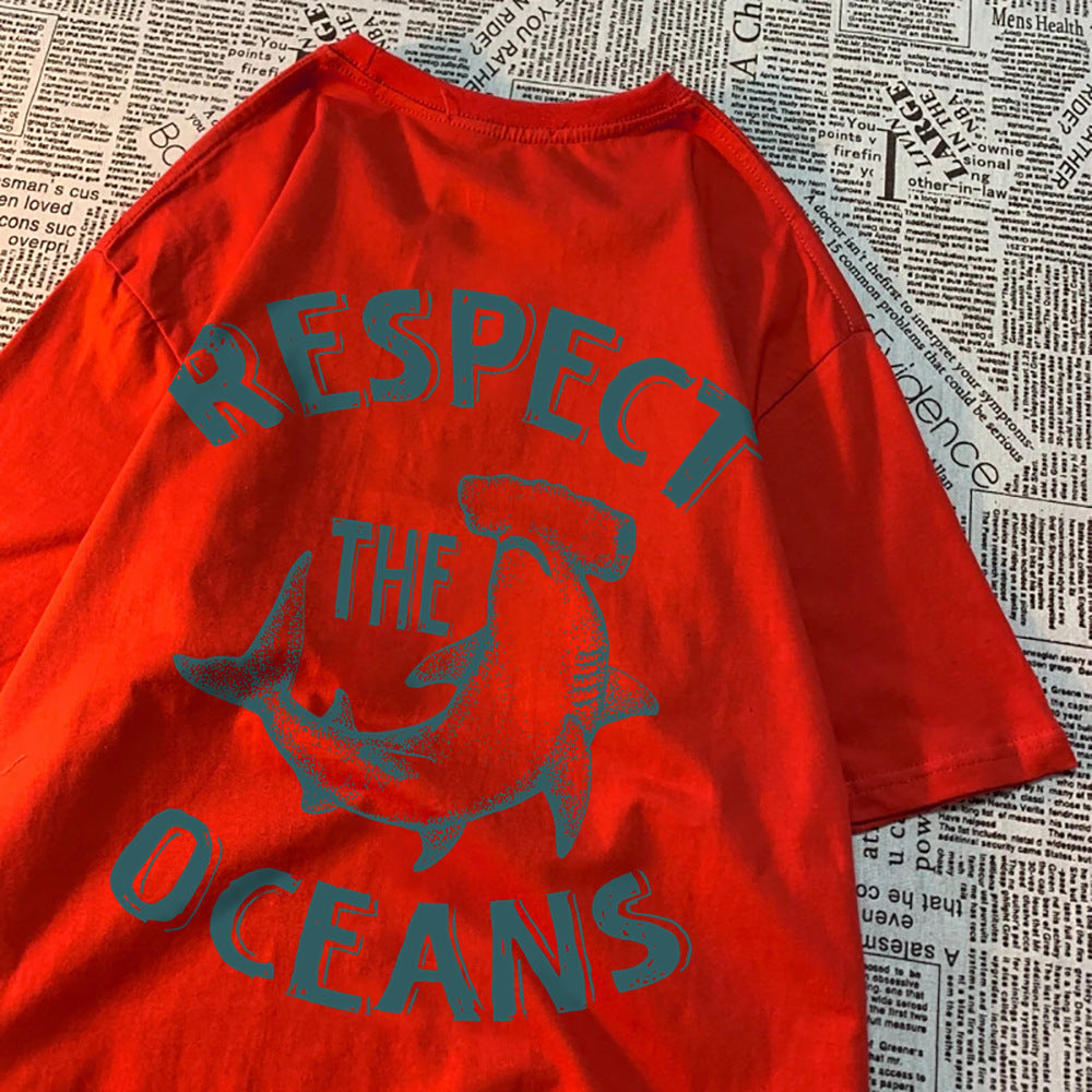 Respect The Oceans Print Men T Shirts
