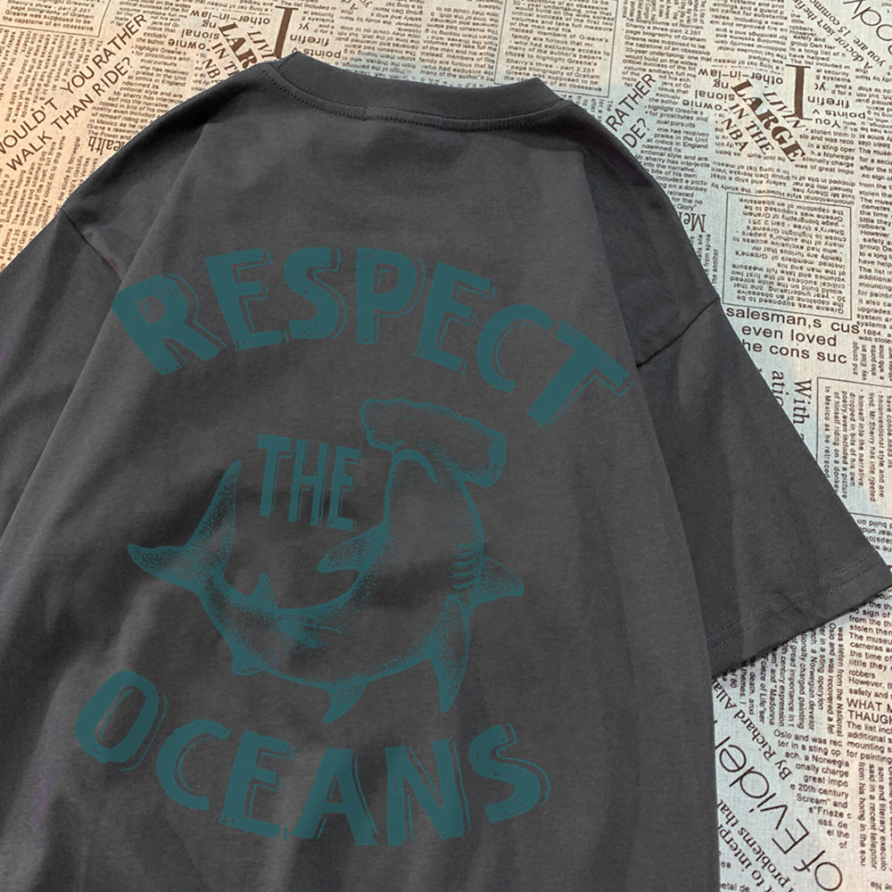 Respect The Oceans Print Men T Shirts