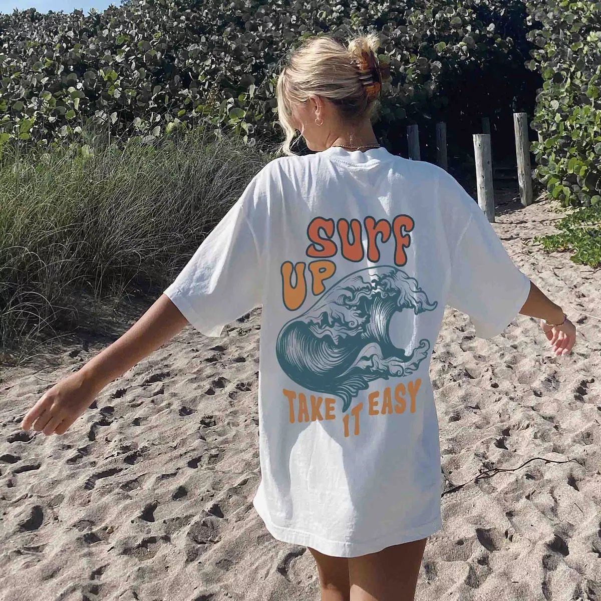 Loose Printed Round Neck Short Sleeve Women's T-shirt