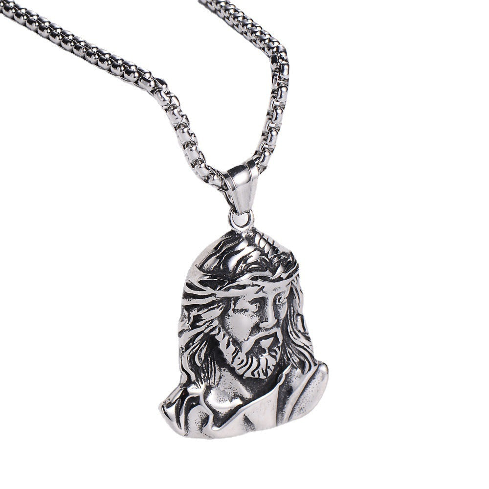 Titanium Jesus Pendant Necklace