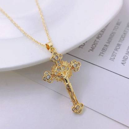 Personality Niche Hip Hop Jesus Cross  Pendant Necklace