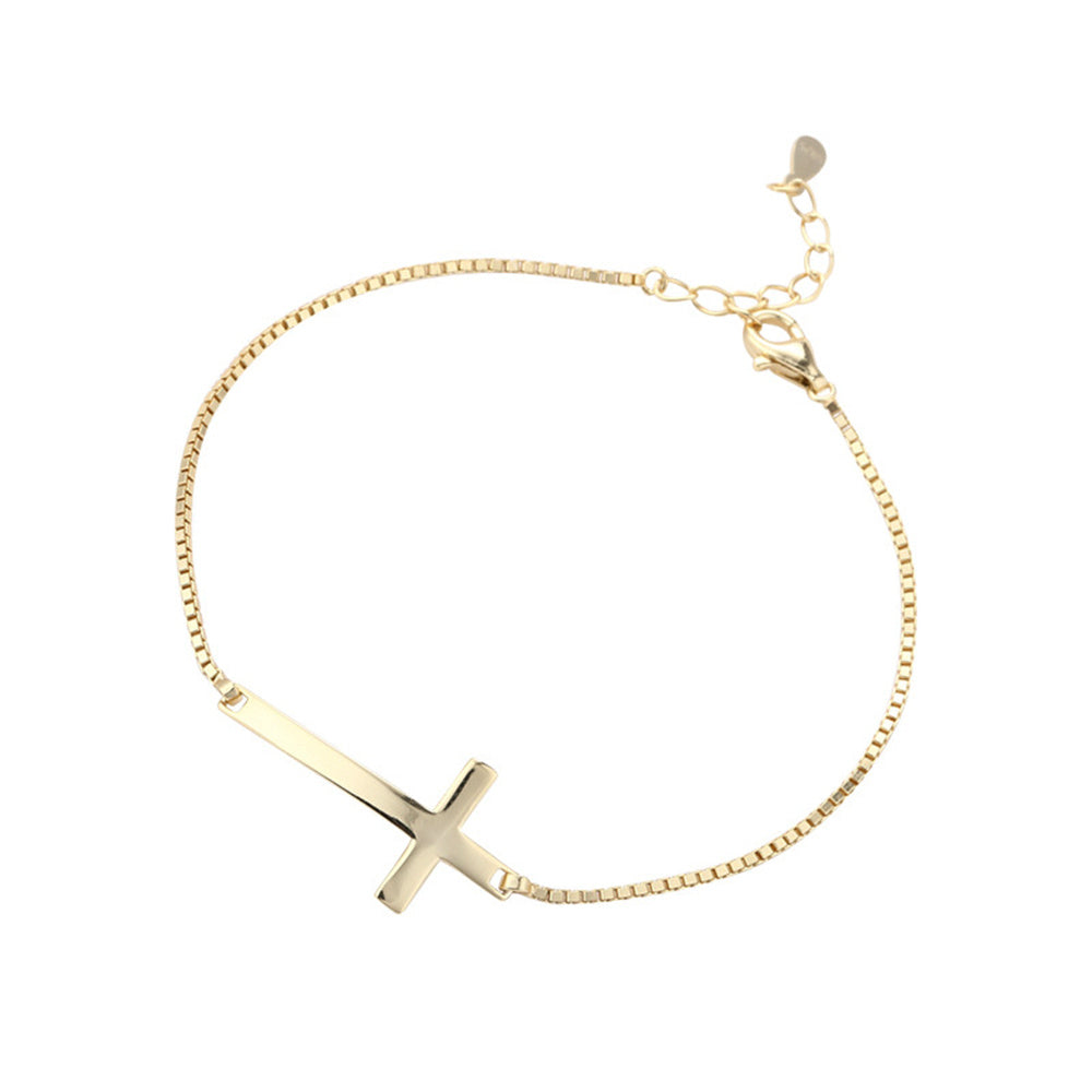 18k Gold 925 Sterling Silver Jesus Cross Pendant Necklace