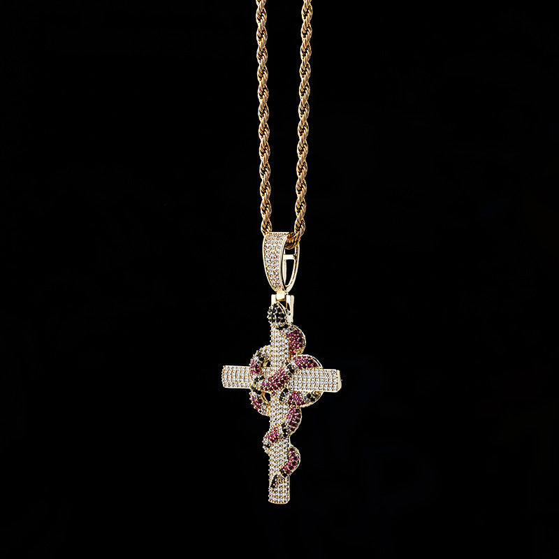 Vintage Snake Cross Necklace