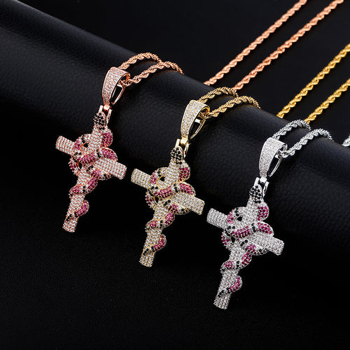 Vintage Snake Cross Necklace