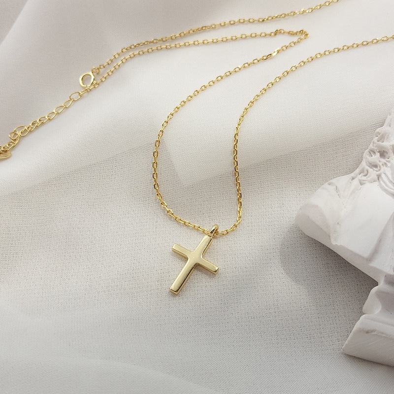 18k Gold 925 Sterling Silver Jesus Cross Pendant Necklace