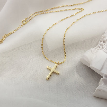 18k Gold 925 Sterling Silver Jesus Cross Pendant Necklace