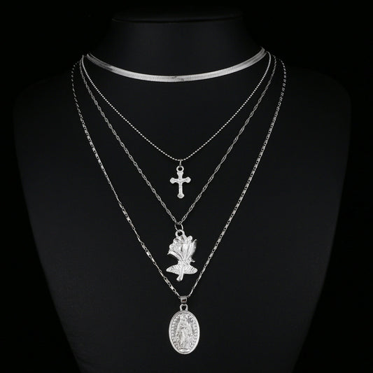 Religious Three-Layer Cross Necklace