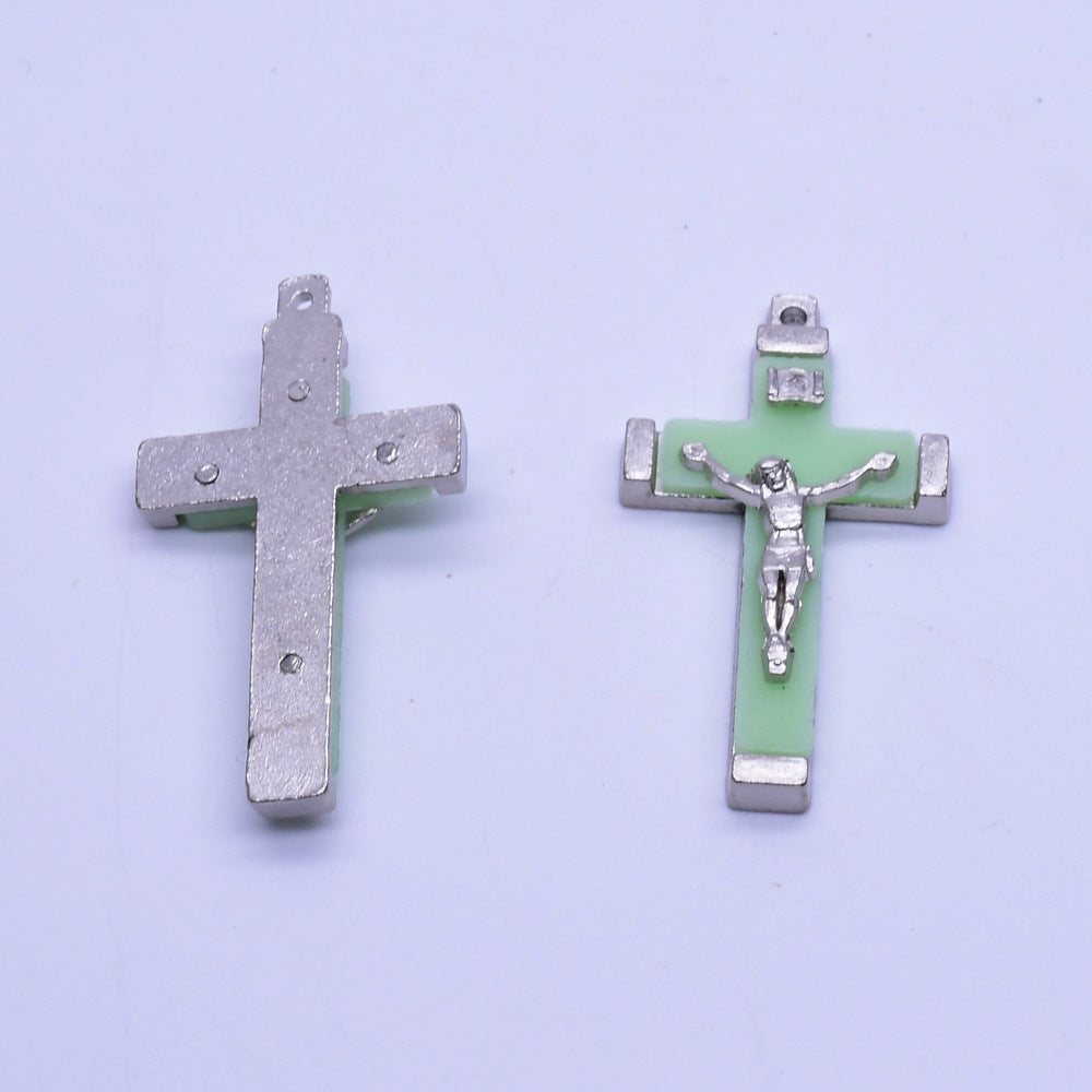 Halskette mit leuchtendem Kreuz aus Metall, Jesus Christus, Bitter Image