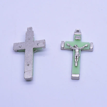 Metal Luminous Cross Jesus Christ Bitter Image Necklace