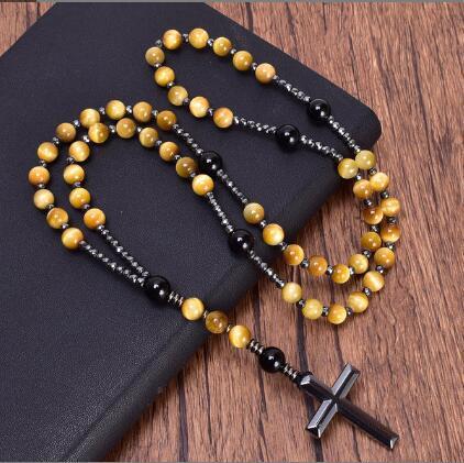 Natural Stone Cross Necklace