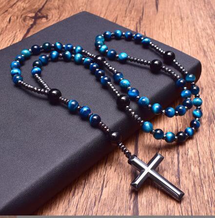 Natural Stone Cross Necklace