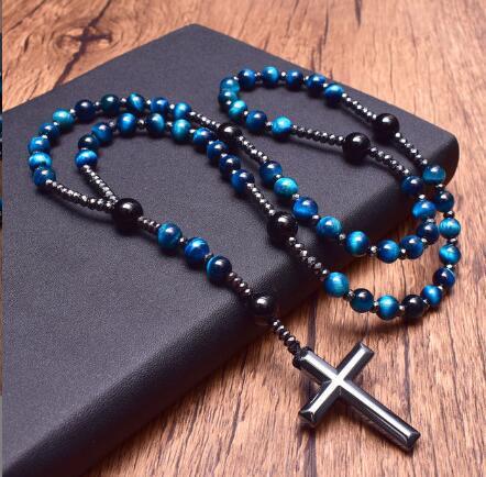 Natural Stone Cross Necklace