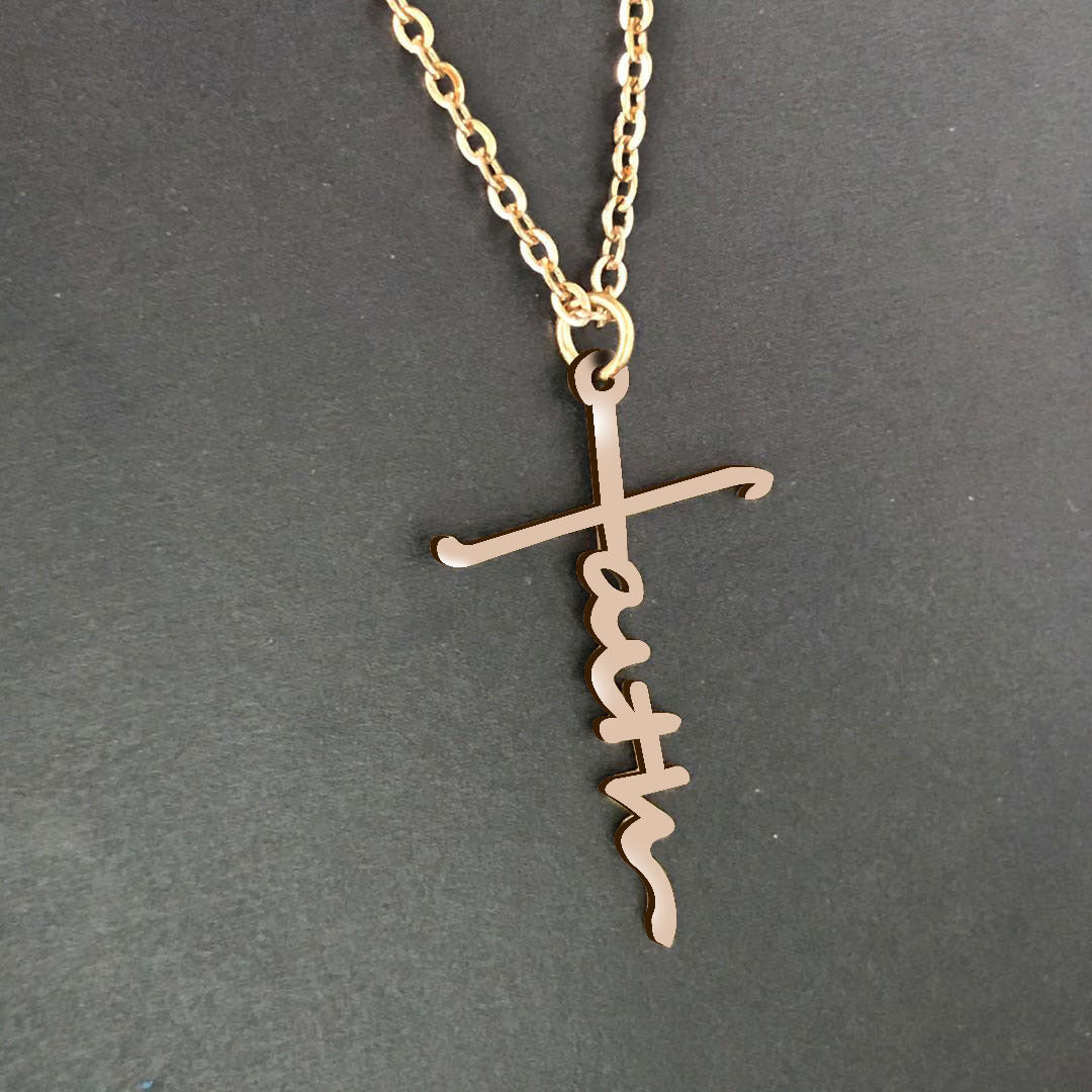 Stainless faith letter pendant necklace