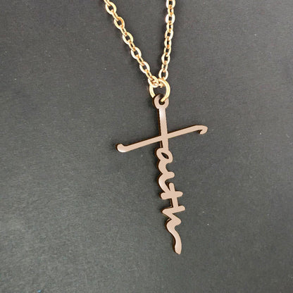 Stainless faith letter pendant necklace