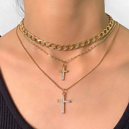 Kubanische Halskette mit Diamantkreuz