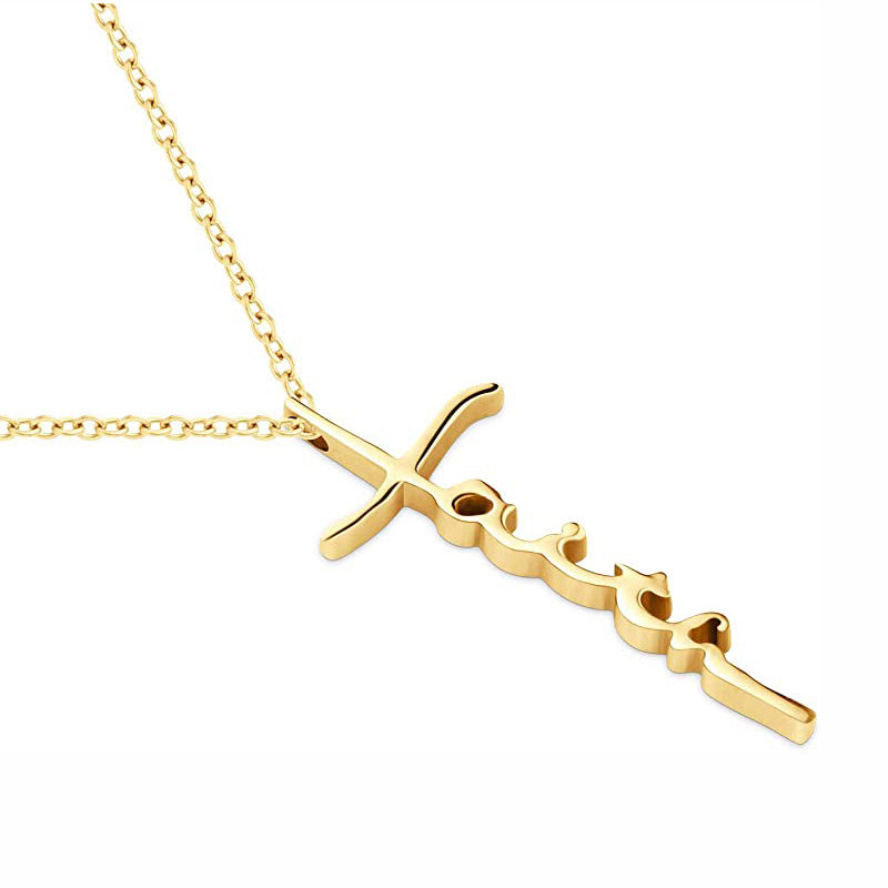 Letter Faith Cross Necklace