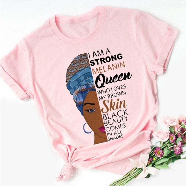 I Am A Strong Melanin Queen Who Loves My Brown Skin Black Beauty Comes In All Shades Tee