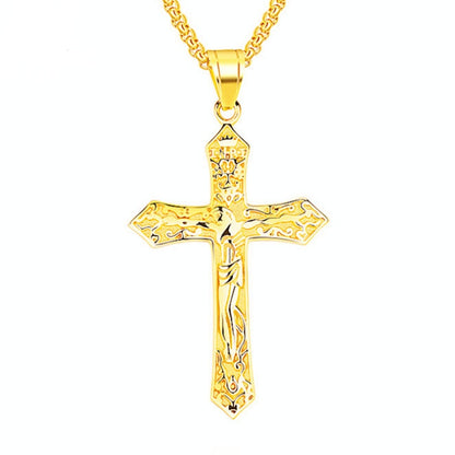 Titanium Jesus Cross Pendant Necklace