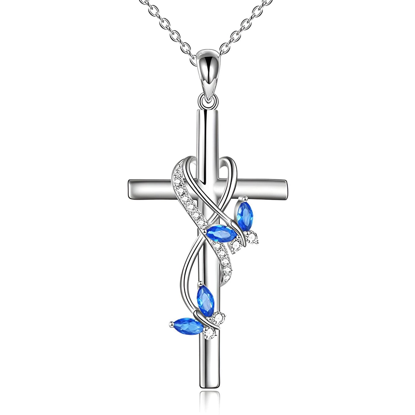 Elegant Butterfly Cross Pendant Necklace