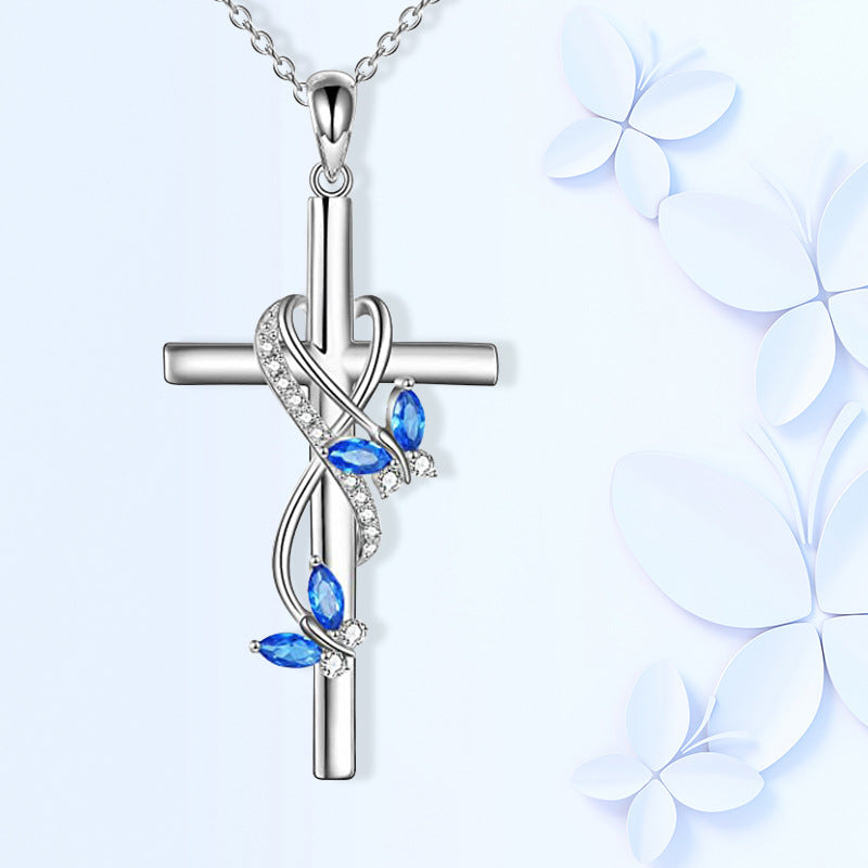 Elegant Butterfly Cross Pendant Necklace