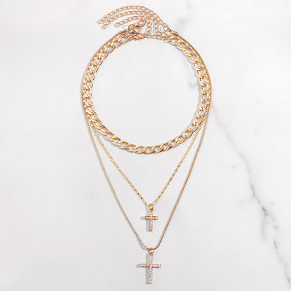 Diamond Cross Cuban Chain Necklace