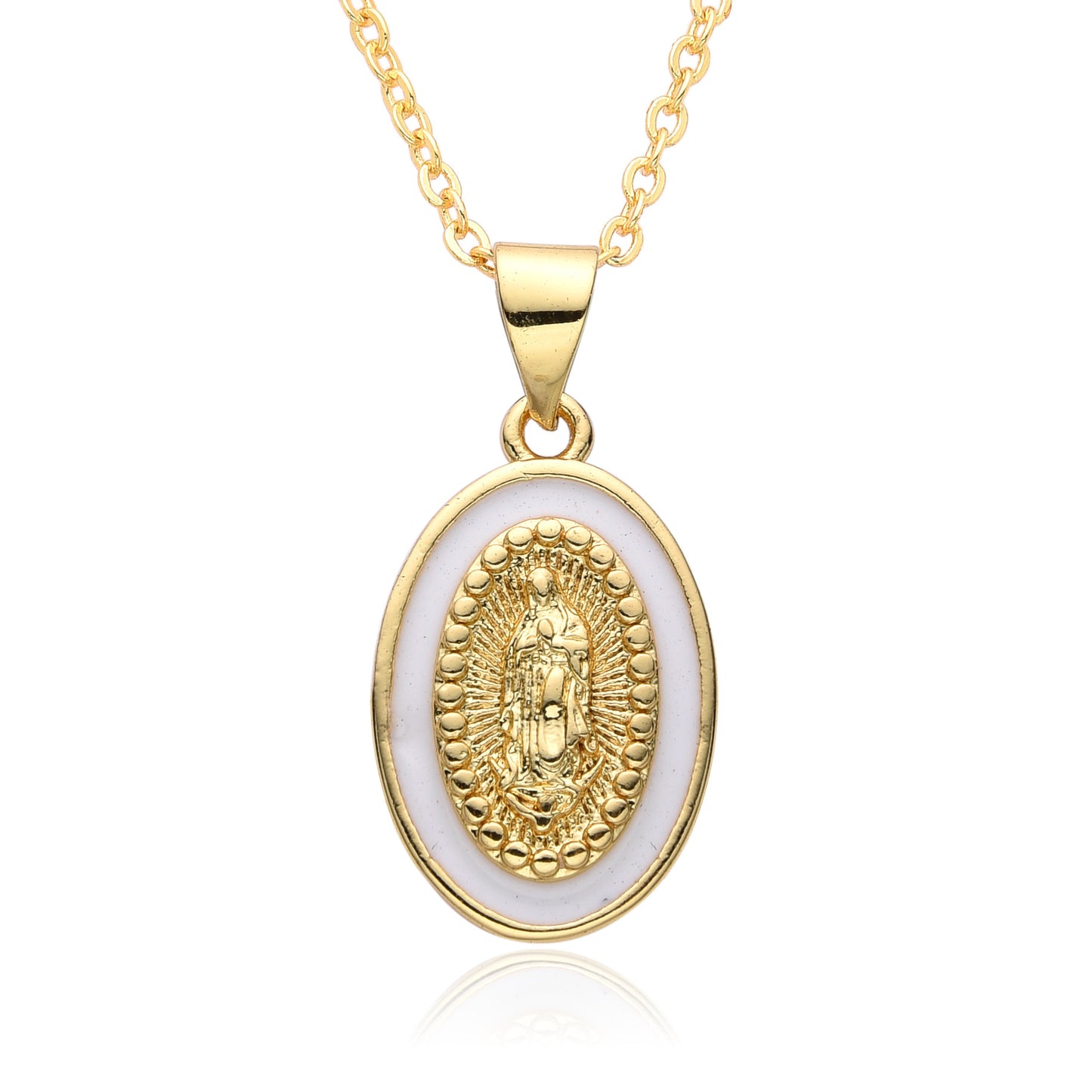 Religious Drip Oval Pendant Necklace