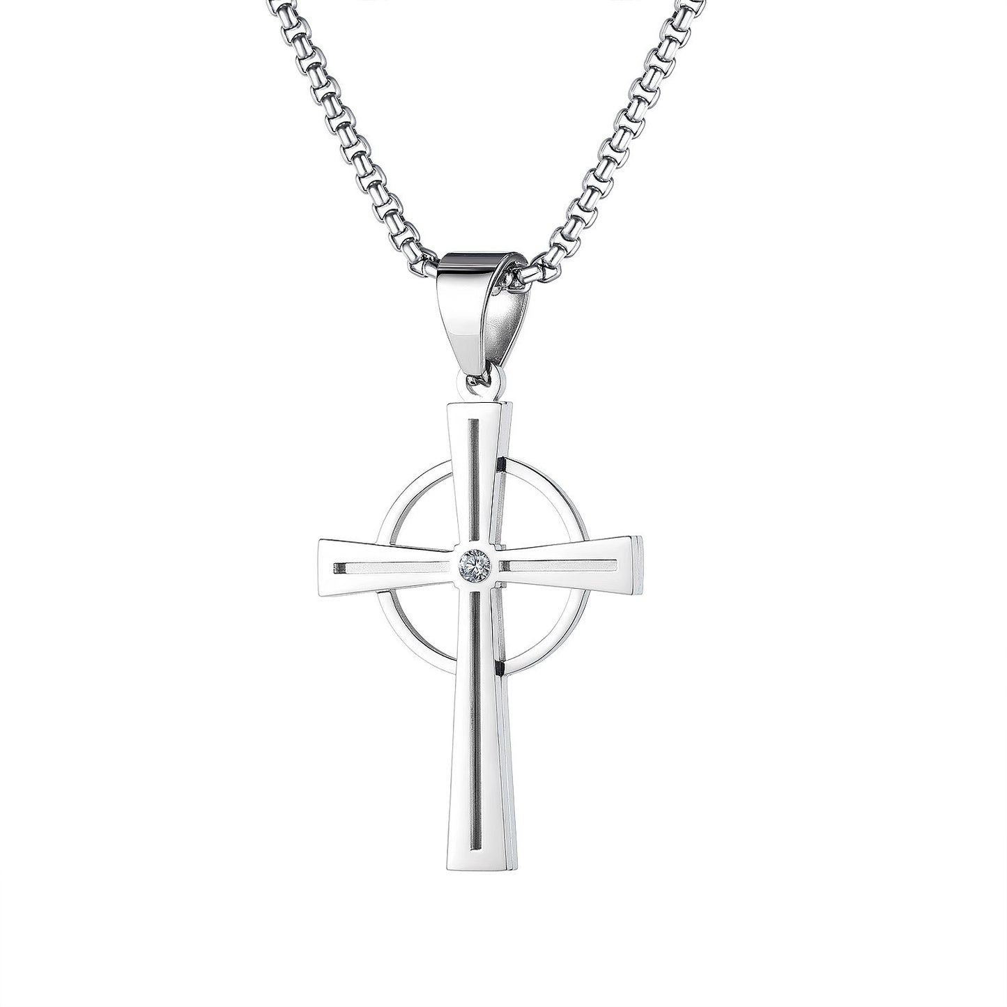 Religieuze cirkelkruis hanger ketting