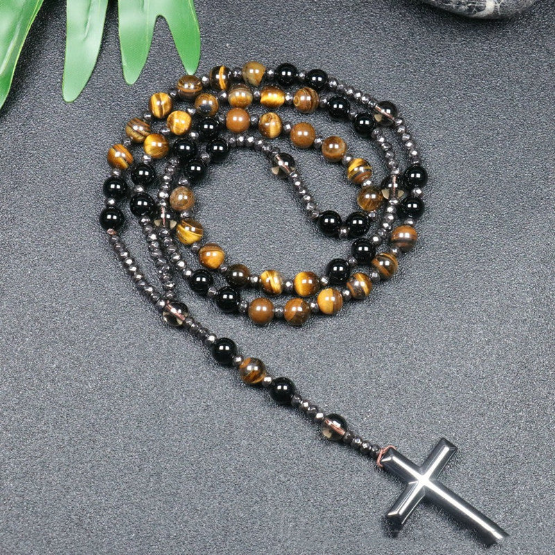 Natural Stone Cross Necklace