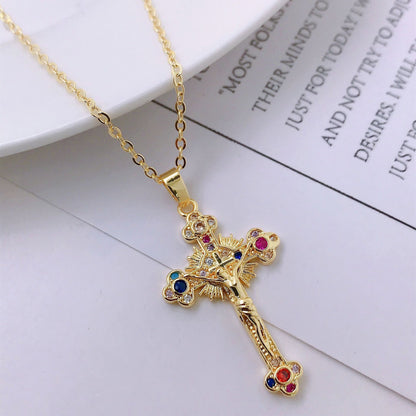 Personality Niche Hip Hop Jesus Cross  Pendant Necklace