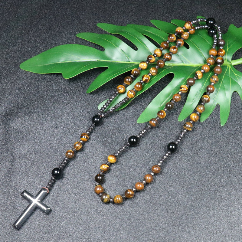 Natural Stone Cross Necklace