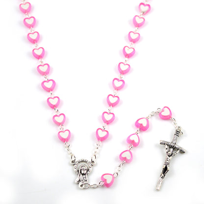 Multicolor Heart Shaped Cross Necklace