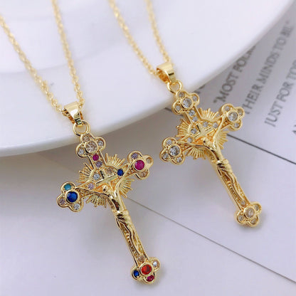 Personality Niche Hip Hop Jesus Cross  Pendant Necklace