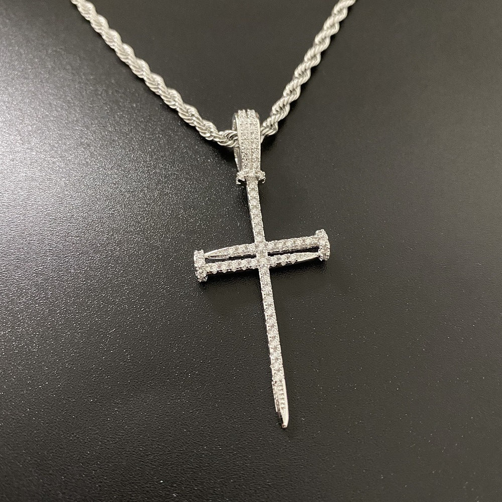 Zircon Nail Cross Necklace Jewelry Necklace