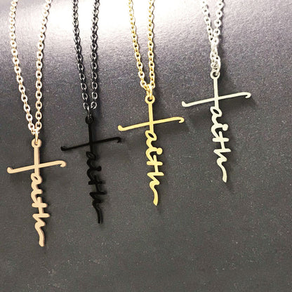 Stainless faith letter pendant necklace