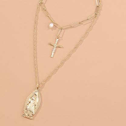 Religious Cross Multilayer Necklace