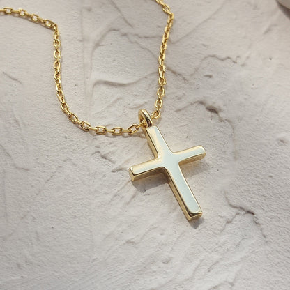 18k Gold 925 Sterling Silver Jesus Cross Pendant Necklace