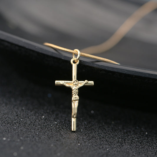 Gold Jesus Cross Necklace