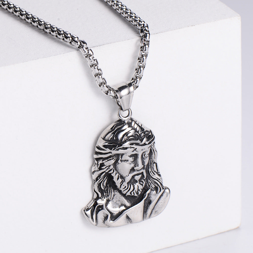 Titanium Jesus Pendant Necklace