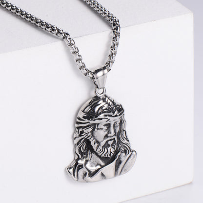 Titanium Jesus Pendant Necklace