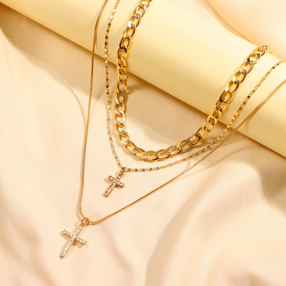 Diamond Cross Cuban Chain Necklace