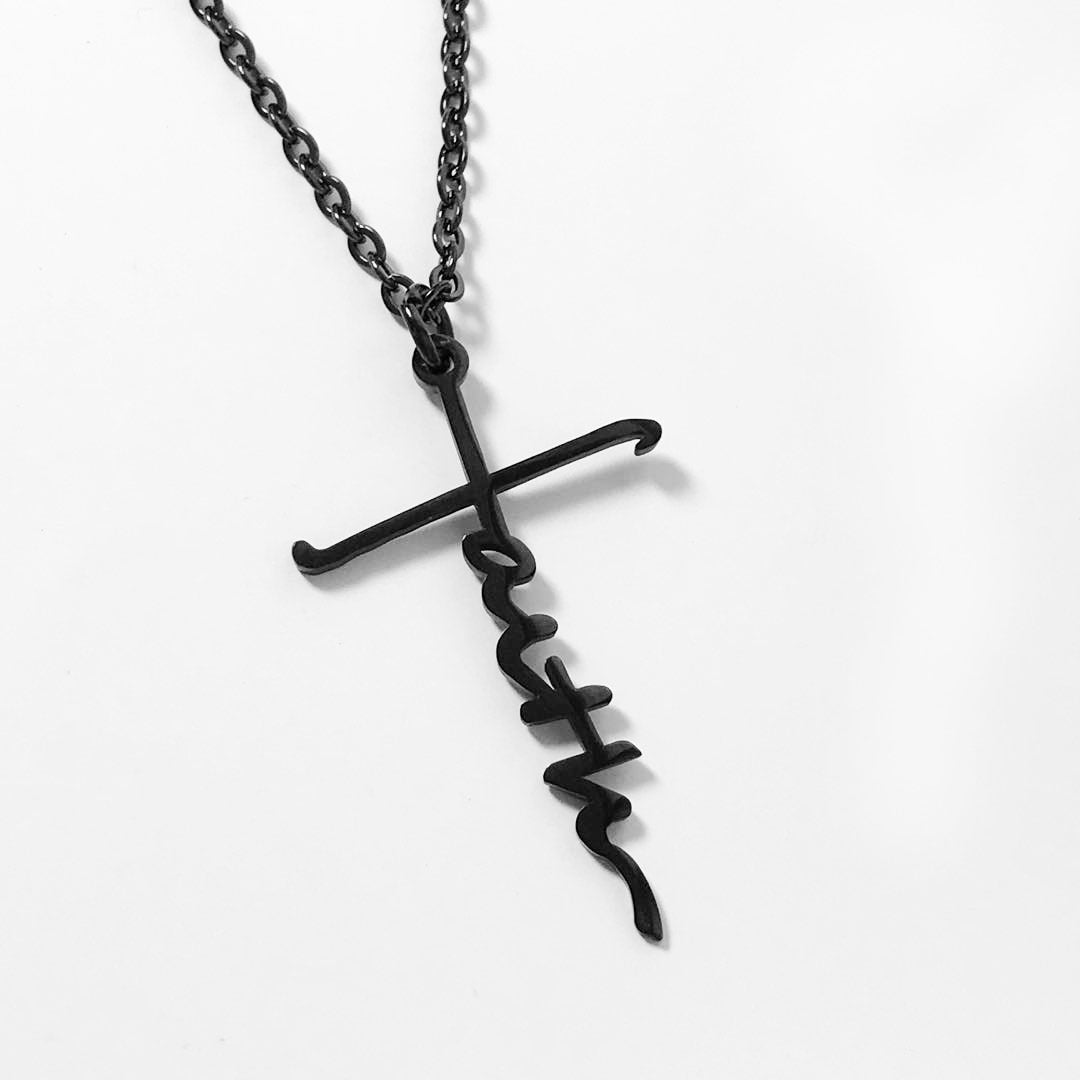 Stainless faith letter pendant necklace