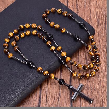 Natural Stone Cross Necklace