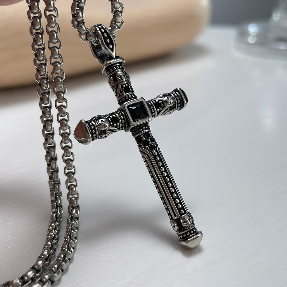 Vintage Cross Titanium Pendant Necklace