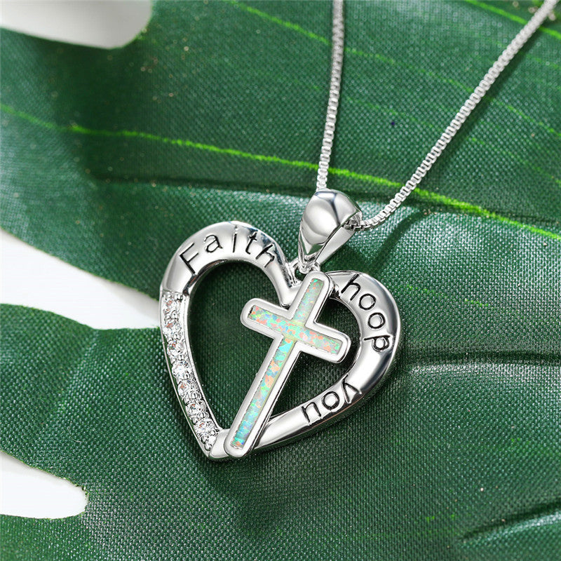 Heart Religion Cross Necklace