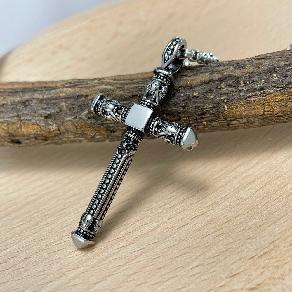 Vintage Cross Titanium Pendant Necklace