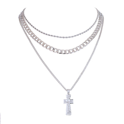 Cuban Chain Punk Style Jesus Cross Necklace