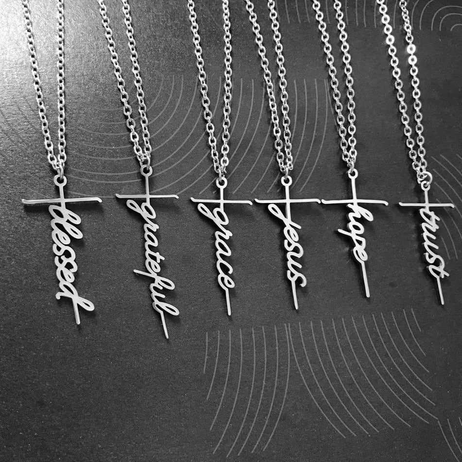 Stainless faith letter pendant necklace