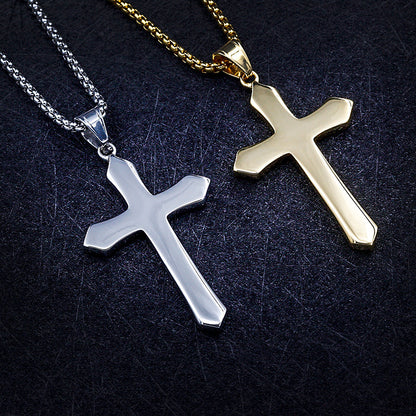 Titanium Jesus Cross Pendant Necklace