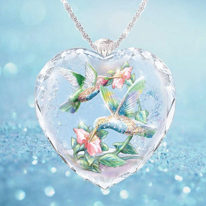 Crystal Jesus Heart Necklace